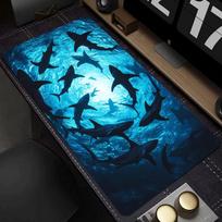 Undersea Shark Mouse Pad Large Computer Office Game Table Mats Xxl Rubber AntiSlip Gaming Keyboard Mousepads Long Desk Pads 800x300X2mm blue
