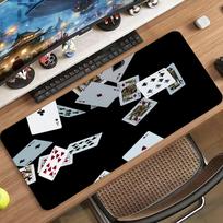 Poker Playing Cards Hand Casino Ace Black Big Gaming Mouse Pad Anti Slip Rubber Base Stitched Edges Desk Mat For Poker Player 800x300x2mm white