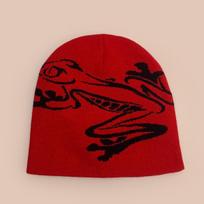 Autumn and winter niche design jumping frog knitted hat men and women warm color matching hip-hop street outdoor pullover hat 54-60cm raudona