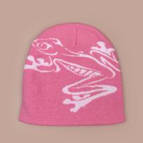 Autumn and winter niche design jumping frog knitted hat men and women warm color matching hip-hop street outdoor pullover hat 54-60cm rožinė