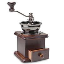 Original Retro Wood Hand-Crank Coffee Grinder with Ceramic Core for Pour-Over Brewing