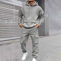 Men's Hooded Sweatshirt Set for Casual Street M gray