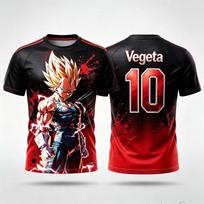 Dragon Ball Vegeta Super Saiyan Jersey T-shirt 3D Print Anime Tee Sportswear Men Women Fans Streetwear Family Matching Outfits 2XS black