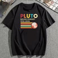 Men's Pluto Never Forget 1930-2006 Funny Meme T Shirt Tee Funny Cotton Women Oversized Casual Summer Ironic Humor Top Streetwear L black