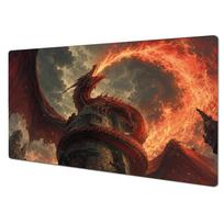 Playmat MTG Playmat Volcano Fire Dragon Mouse Mat Anti-Slip Durable Stitched Edge 35X60CM Fantasy Desk Mat Tapete Magic MTG 350X600X2MM