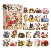 Miniature Animal Figurines 2026 Advent Calendar, 24-Day Acrylic 2D Ornament Set with Birthday Gifts for Children Cute Figures, Christmas Tree Hanging R beige