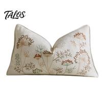 Nordic Style Pillow Shams Embroidered Dandelion Cushion Cover, Farmhouse Throw Case, Bedroom Accent Cover Decorative for Sofa Couch Pattern B smėlis