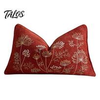 Nordic Style Pillow Shams Embroidered Dandelion Cushion Cover, Farmhouse Throw Case, Bedroom Accent Cover Decorative for Sofa Couch Pattern B raudona