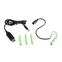 3A Dummy Battery Adapter USB Power Supply Cable Cord Replace 4pcs 1.5V AM-4 LR03 3A Batteries for Camera LED Light 1