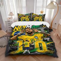 3 vnt. Neymar Jr Brazilijos legenda patalynės komplektai visų dydžių Naujas 3D spausdintas lovatiesė antklodė užvalkalas pagalvės užvalkalas miegamojo dekoracija 135cmx200cm yellow