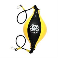 Quality PU Leather Boxing Punching Bag Pear Inflatable Speed Double End Training Reflex Ball Hangings Swivel Exercise Fitness geltona