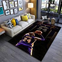 Sports Area Rug, Kobe Bryant Lakers Number 24 Purple Jersey Shooting Dark Purple Gold Print, Fan Decor, Non-Slip Mat 230x160cm( 90x62in )