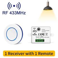 RF 433MHz Belaidis Šviesos Jungiklis 220V 110V 10A Relės Valdiklis Mini Apvalus Mygtukas Sieninis Skydelis Jungiklis Nuotolinio Valdymo Pultas LED Lemputei sidabro žalia spalva