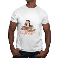 Mona Lisa Working from Home Funny Gift Idea Men Women White Multicolor T shirt XXXXXL balta