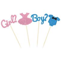 12pcs Boy Or Girl Cupcake Toppers Food Dessert Cake Picks For Gender Reveal Party Decoration Supplies  Blue Baby Shower Gift pink