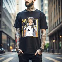 MENS WOMENS Kotaro Bokuto T-shirt Haikyuu anime volleyball player black t-shirt 021 L black