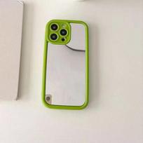 Makeup Mirror Phone Case for iPhone 16/15/14/13/12/11 Pro Max/X/XR/XS | Shockproof Camera Protection with Reflective Back Cover iPhone 12 Pro Max žalia