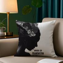 Bride Of F-Frankenstein Pillow Case Short Plush Print Cushion Cover Square Throw Pillow Covers Sofa Home Decor Peach skin 18*18(CM)-1Pcs black