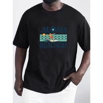 Surf Retro Aloha Beaches! Wrinkle - Mens T-Shirt - Front Shoulder Fit 3XL juoda