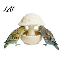 Childlike Bird Feeder Design Resin Mushroom Feeder Spill Proof No Mess Cage Creative Food Bowl Covered Water Bowl for Budgie Cockatiel Lovebird balta