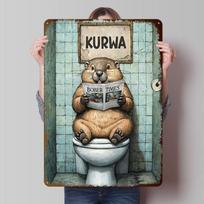 Beaver Bober Kurwa Toilet Tinplate Posters Customizable Wall Art Retro Vintage Metal Signs for Home Room Custom Plate Wand Deko 20X30CM gray