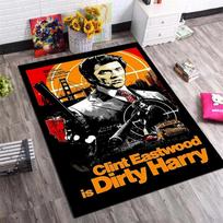 Dirty Harry Clint Eastwood Retro Movie Art Print Area Rug Classic Crime Film Floor Carpet Movie Fan Man Cave Living Room Decor Mat 100x150cm( 39x59in) white
