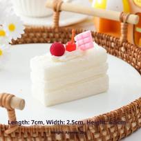 Faux Layered Cake Slices Realistic Fruit Toppings Vivid Texture For Photo Props Home Decor Bakery Display beige