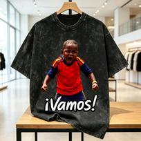 Lamine Keyne Yamal Meme  Washed T Shirt Man  Vintage Cotton Tshirts Summer Comfortable Hip Hop Tees Printed Big Size Clothes M black