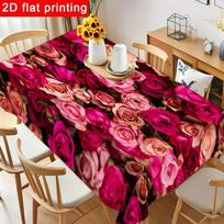 1pc Lush Floral Tablecloth - Vibrant Pink & Magenta Table Cover for Romantic Gatherings, Birthday Parties & Baby Showers, Reusable & Easy to Clean, Mu 54*72inch(137cm*183cm） black
