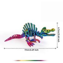 3D Printed Movable Dinosaur Skeleton Spinosaurus Figurine Desktop Ornament Craft Model Gift For Kids Adults (as the picture,14cm) blue
