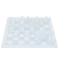 25x25cm Dull Polish Glass Crystal International Chess 1 Checkerboard and 32 Chessman white
