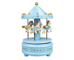 Blue Carousel Birthday Cake Music Box