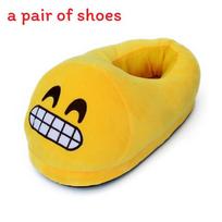Juokingi išraiškingi pilno dengimo pliušiniai namų šlepetės su storu pamušalu žiemai Style I yellow