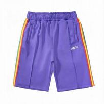 Unisex Streetwear Striped Rainbow Tape Shorts High Elastic Modal Loose Fit Casual Pants Medium blue
