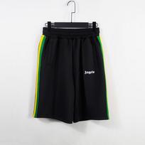 Unisex Streetwear Striped Rainbow Tape Shorts High Elastic Modal Loose Fit Casual Pants Medium black