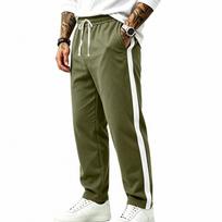 Men's Side Stripe Jogger Pants Elastic Waist Drawstring Casual Sweatpants with Pockets Athletic Sports Trousers XXXL armijos žalia spalva
