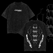 Cyberpunk 2077 Anime Game Double Printed Oversize Lightweight Acid Washed Graphi 130 black