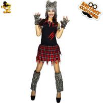 Adult women's Halloween werewolf costumes, European and American ghost festival wolf women COS party costumes stage performance distribution L black