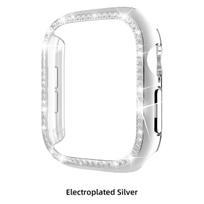 Deimantinis dangtelis Apple Watch 12 46mm dėklui Bling tuščiaviduris apsauginis dėklas IWatch Series 12 42mm buferio korpuso apsauga Atspindys 7 Silver Series 12 42mm