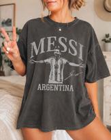 Limited edition Messi Argentina vintage 90s style t-shirt, men's and women's, summer, cotton, gothic, short sleeve, new. M gray