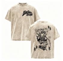 Vintage Washed Jojos Bizarre Adventure Anime Graphic T Shirt Mens Gothic Fashion Cotton Short Sleeve Tshirt Unisex Streetwear S beige