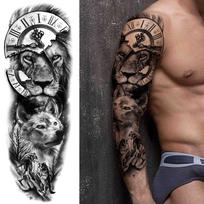 Laikinos visos rankos tatuiruotės rankovė vyrams Moterims tikroviškos netikros tatuiruotės kario liūto tigro gėlės tatuiruotės lipdukas juodas totemas maorių white