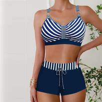 Moteriški maudymosi kostiumėliai Tankini 2 dalių maudymosi kostiumėlis Sapphire atostogų maudymosi kostiumėliai 6XL tamsiai mėlyna spalva