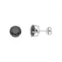 Boucles d'Oreilles - LOVA LOLA VAN DER KEEN - Solitaire Noir - Argent Massif 925 - Diamant de Synthèse - 8 mm juoda