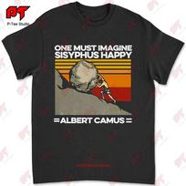 Sizifo Albert Camus Filosofija Stumti Akmenį Vintažiniai Grafiniai Marškinėliai X8WJ L gray