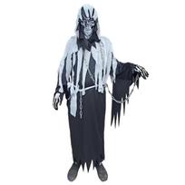 6Pcs Grim Reapers Costume Set Grim Reapers Headgear Skeleton Gloves Robe Waist Belt Chain Halloween Cosplay Costumes 1 juoda