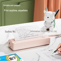 Han Yin MT810 Wireless Bluetooth Mini Thermal Printer for Home and Office. MT810 Pink A4 Portable + 2 Rolls of Paper brown
