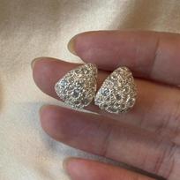 High end irregular Hammer texture geometric inlay diamonds triangle earrings for women trendy fashion sparkling earring jewelry sidabras