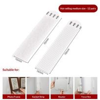12/24Sets Double Sided Picture Hanging Strips Adhesive Hook Loop Tape For Mounting Photo Frame Fixed Diy Wall Decor Stickers 16x70mm 12pcs white