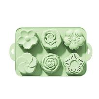 6 Cavity Nonstick Flower Silicone Mold For Baking Cake Muffin Cupcake DIY Fondant Candle Soap Kitchen Pastry Baking Supplies žalia